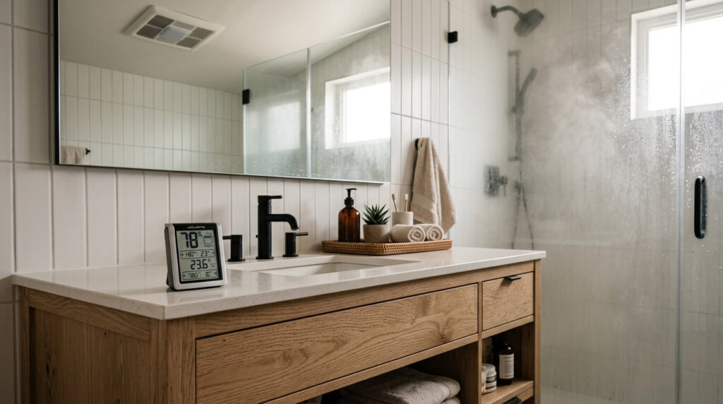 natural wood bathroom vanity