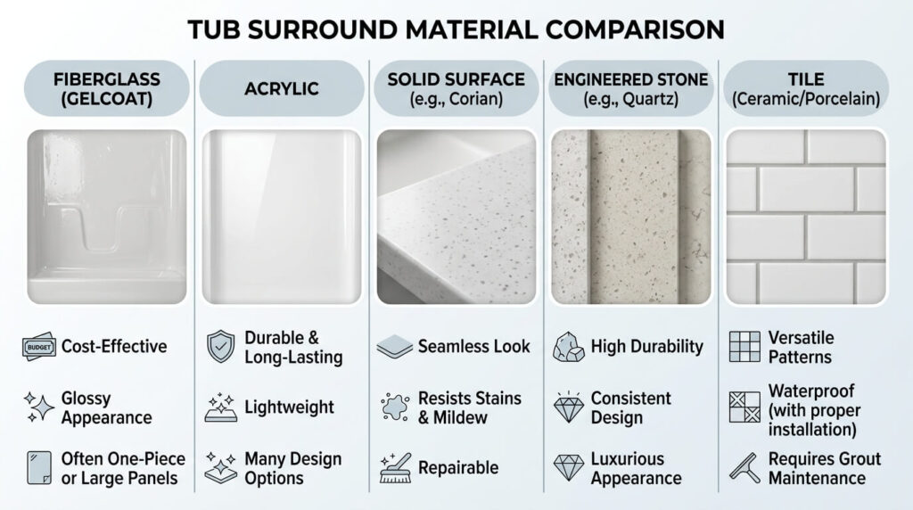 what is the best material for a tub surround
