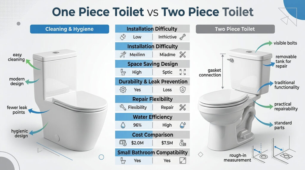 One Piece Toilet vs Two Piece Toilet