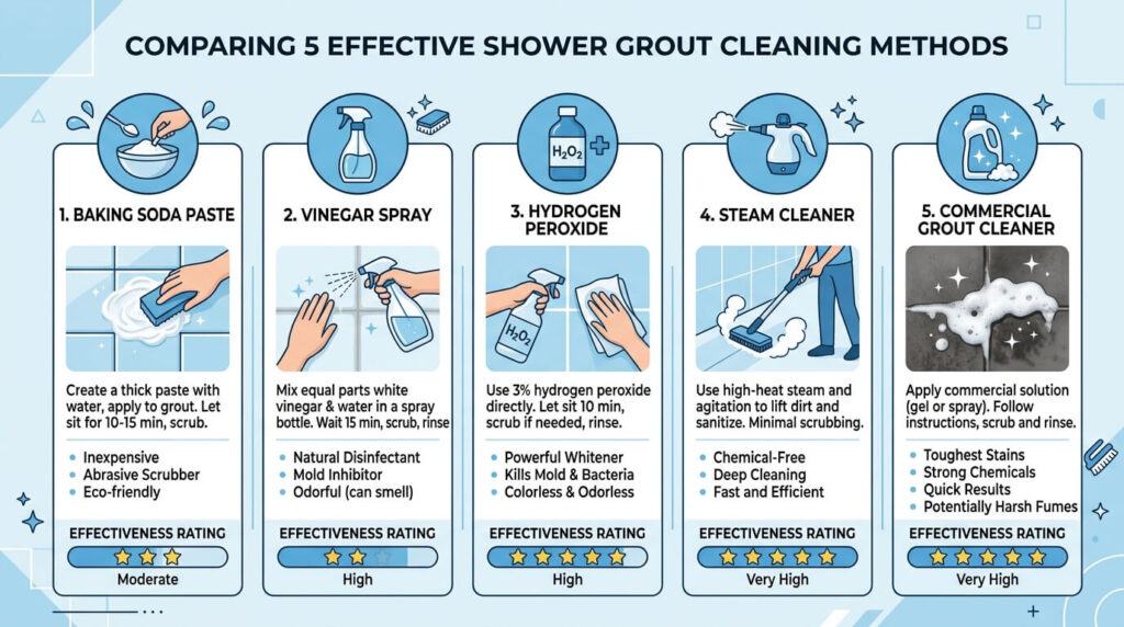 Steam cleaning shower grout lines