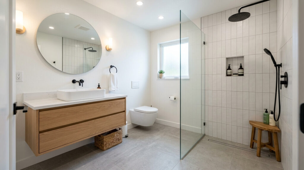 floating vanity bathroom