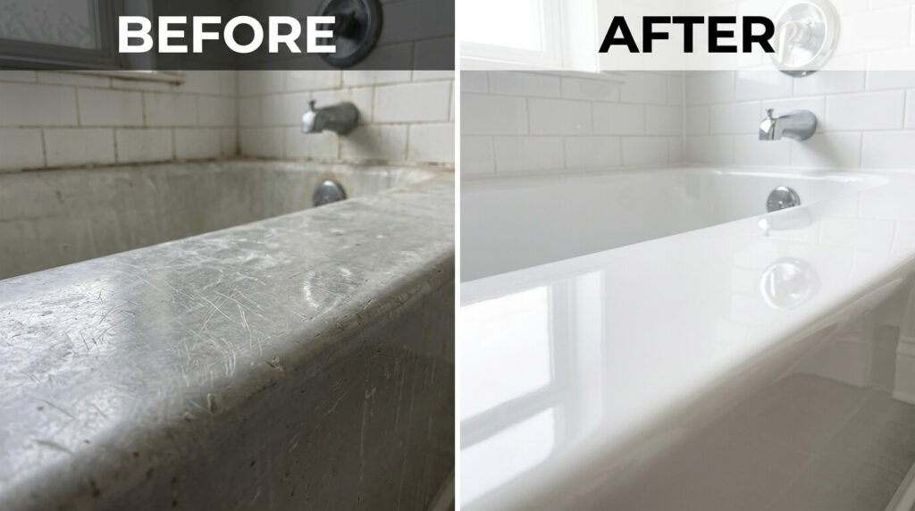 hard water stains acrylic tub

