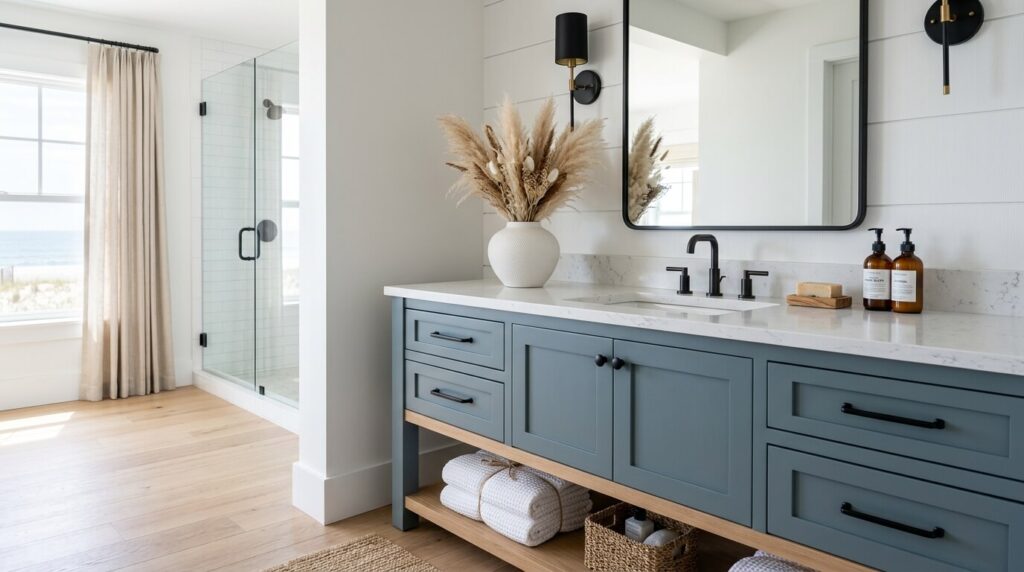 coastal farmhouse bathroom